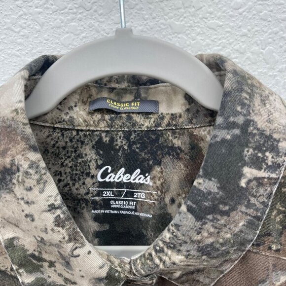 Cabelas Classic Fit Camo Long Sleeve Button Up Chest Pocket Shirt Womens sz 2XL - Picture 2 of 6